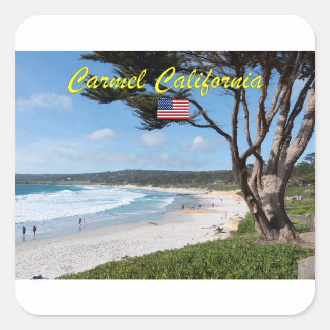 Sticker Carré Magnifique ! CARMEL CALIFORNIE USA (Devant)