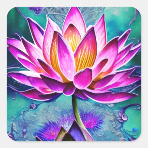 Sticker Carré Magnifique Portrait rose Lotus Flower