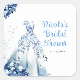 Sticker Carré Magnifique robe florale bleue pour la douche de ma