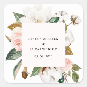 Sticker Carré Magnolia Floral