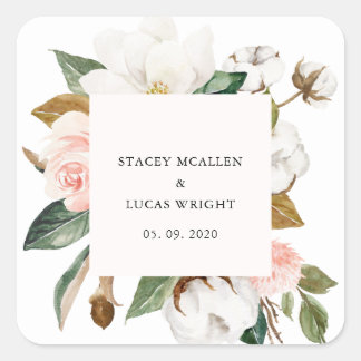 Sticker Carré Magnolia Floral
