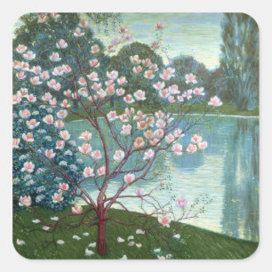 Sticker Carré Magnolia (huile sur toile)