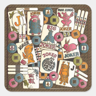 Sticker Carré Mah Jong Jokers