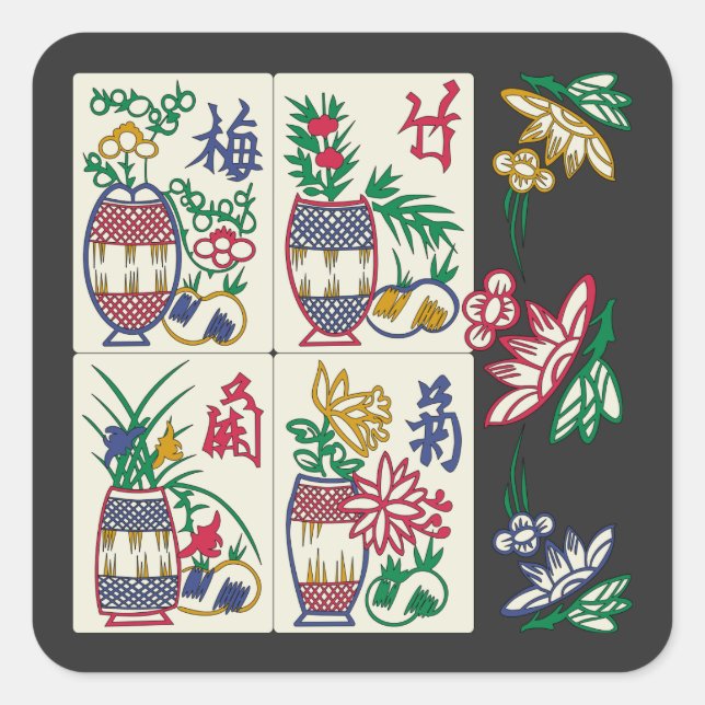 Sticker Carré Mah Jongg Beauté (Devant)