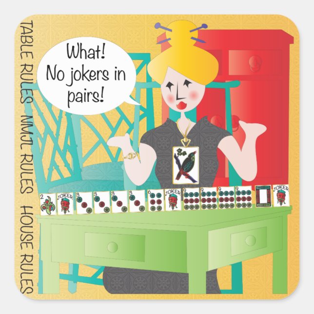 Sticker Carré Mah Jongg Dit Pas De Jokers (Devant)