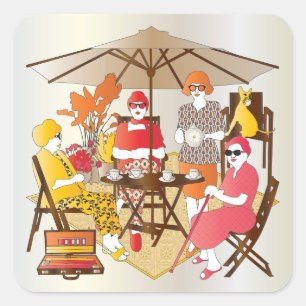 Sticker Carré Mah Jongg Tea Party