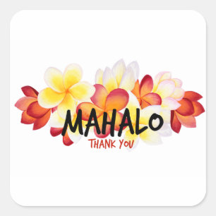 Sticker Carré Mahalo Plumeria