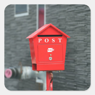 STICKER CARRÉ MAIL BOX POST RED BOX POSTCROSSING