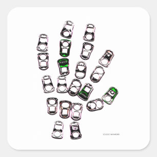 Sticker Carré Main d'étiquette de traction de boîte de soude