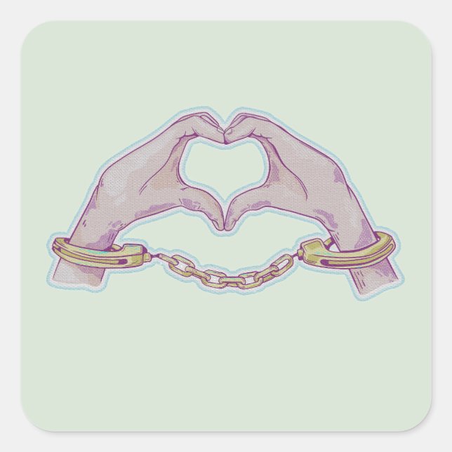 Sticker Carré Main du coeur menottes (Devant)