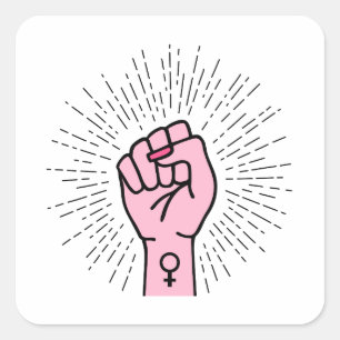 Sticker Carré Main féministe avec symbole féminin