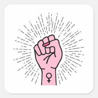 Sticker Carré Main féministe avec symbole féminin
