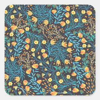 Sticker Carré Main florale dessinée : Créative sans fil