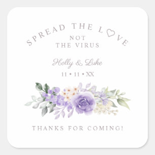 Sticker Carré Main Gel Lilac Fleurs Mariage Wreath Coronavirus