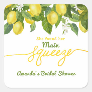 Sticker Carré Main Squeeze Lemon Thème Mariage Fête des mariées