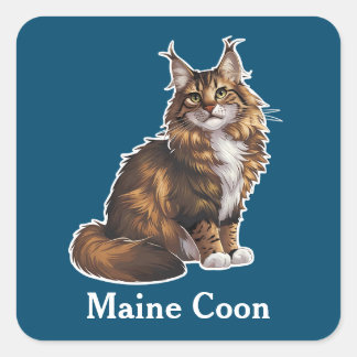 Sticker Carré Maine Coon