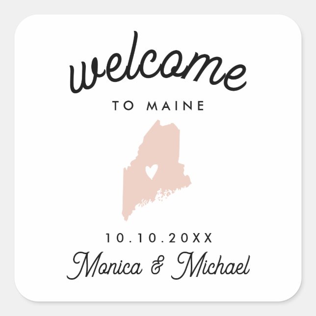 Sticker Carré MAINE State Destination Mariage N'IMPORTE QUELLE C (Devant)
