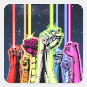 Sticker Carré Mains dans le ciel avec des anneaux - couleur