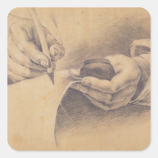 Sticker Carré Mains de dessin, 1798 (Devant)