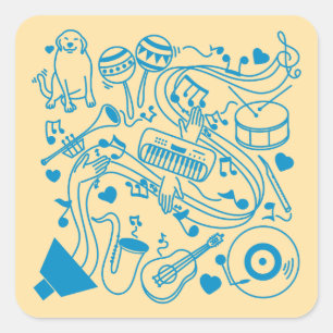 Sticker Carré Mains de musique - conception ASL