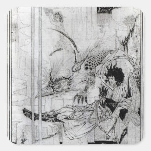 Sticker Carré Maintenant, le roi Arthur vit la bête en quête