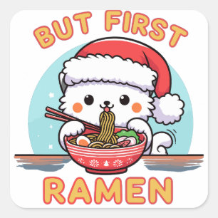 Sticker Carré Mais premier Ramen Noël Père Noël Amoureux des cha