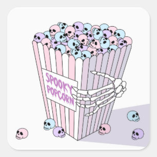 Sticker Carré Maïs soufflé effrayant