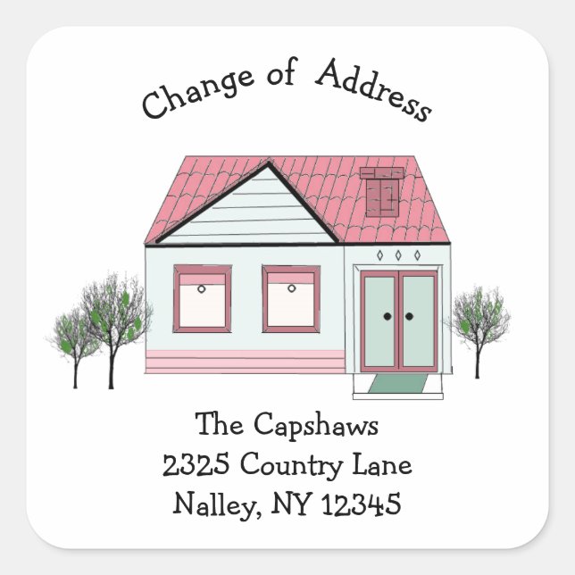 Sticker Carré Maison contemporaine Nouvelle adresse (Devant)