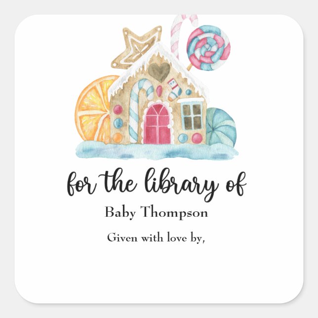Sticker Carré Maison de biscuits de Noël - ex-libris pour baby s (Devant)