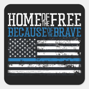Sticker Carré Maison des libres grâce aux braves Drapeau USA