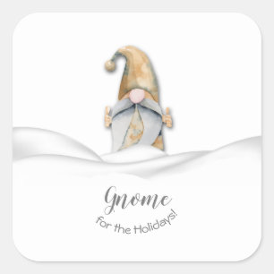 Sticker Carré Maison Gnome de Noël pour les Fêtes