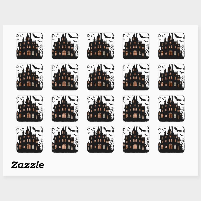Sticker Carré Maison haunted (Feuille)
