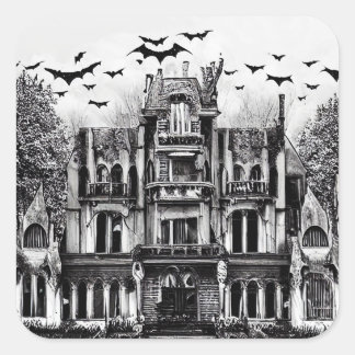 Sticker Carré Maison haunted