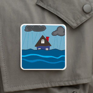 Sticker Carré Maison inondée