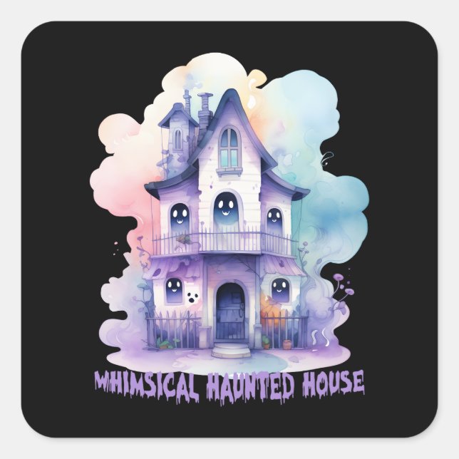 Sticker Carré Maison Whimsical Haunted (Devant)
