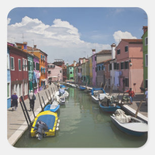 Sticker Carré Maisons colorées le long d'un canal sur l'île de