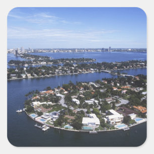 Sticker Carré Maisons d'île privée de Biscayne Bay, Star