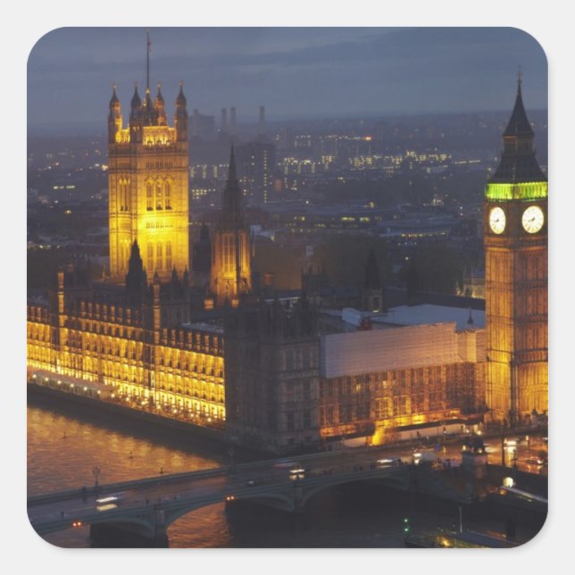 Sticker Carré Maisons du Parlement, Big Ben, Westminster (Devant)