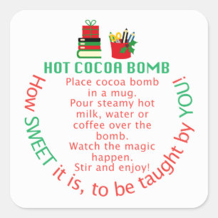 Sticker Carré Maître Cocoa auto-collant, bombe chocolat chaud