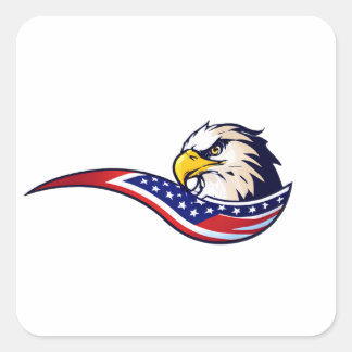 Sticker Carré Majestic Eagle : Etats-Unis Drapeau Conception du