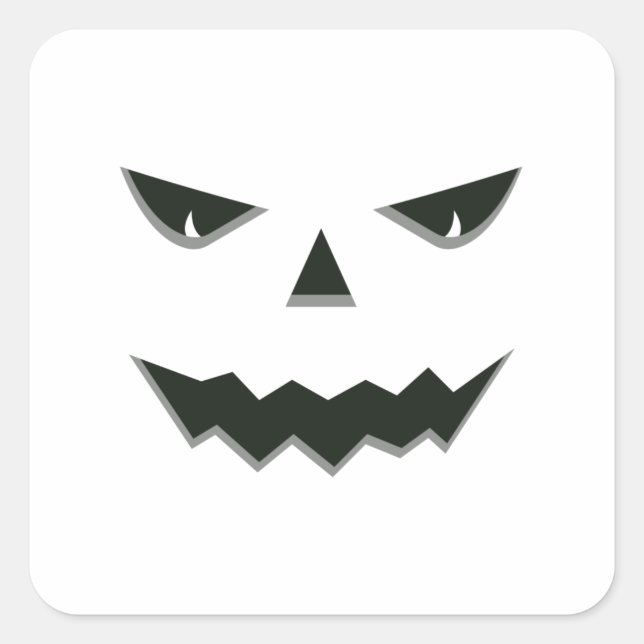 Sticker Carré Mal Éffrayant Citrouille Face Jack O'Lantern Hallo (Devant)