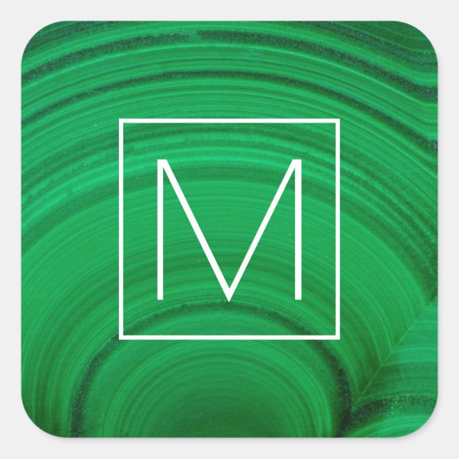 Sticker Carré Malachite verte en gros plan (Devant)