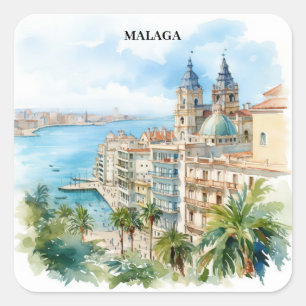 Sticker Carré Malaga Andalousie Espagne Voyage 