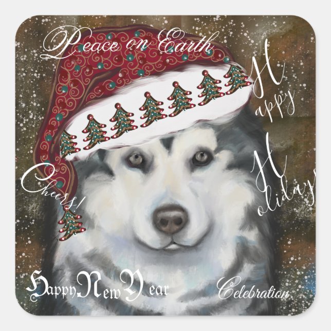 Sticker Carré Malamute d'Alaska                 (Devant)