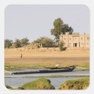 Sticker Carré Mali, Djenne. Rivière Bani près de Djenne