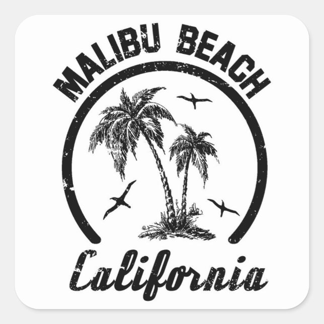 Sticker Carré Malibu Beach (Devant)