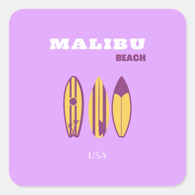 Sticker Carré Malibu, Plage de Malibu, Preppy, Preppy Girl, Viol (Devant)