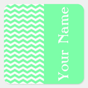 Sticker Carré Malibu Seafoam Wave Chevron avec le nom