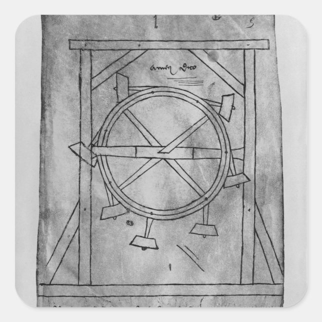 Sticker Carré Mallets et roues à mouvement perpétuel (Devant)