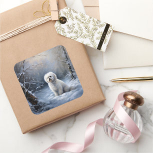 Sticker Carré Maltais Laisser Neige Noël